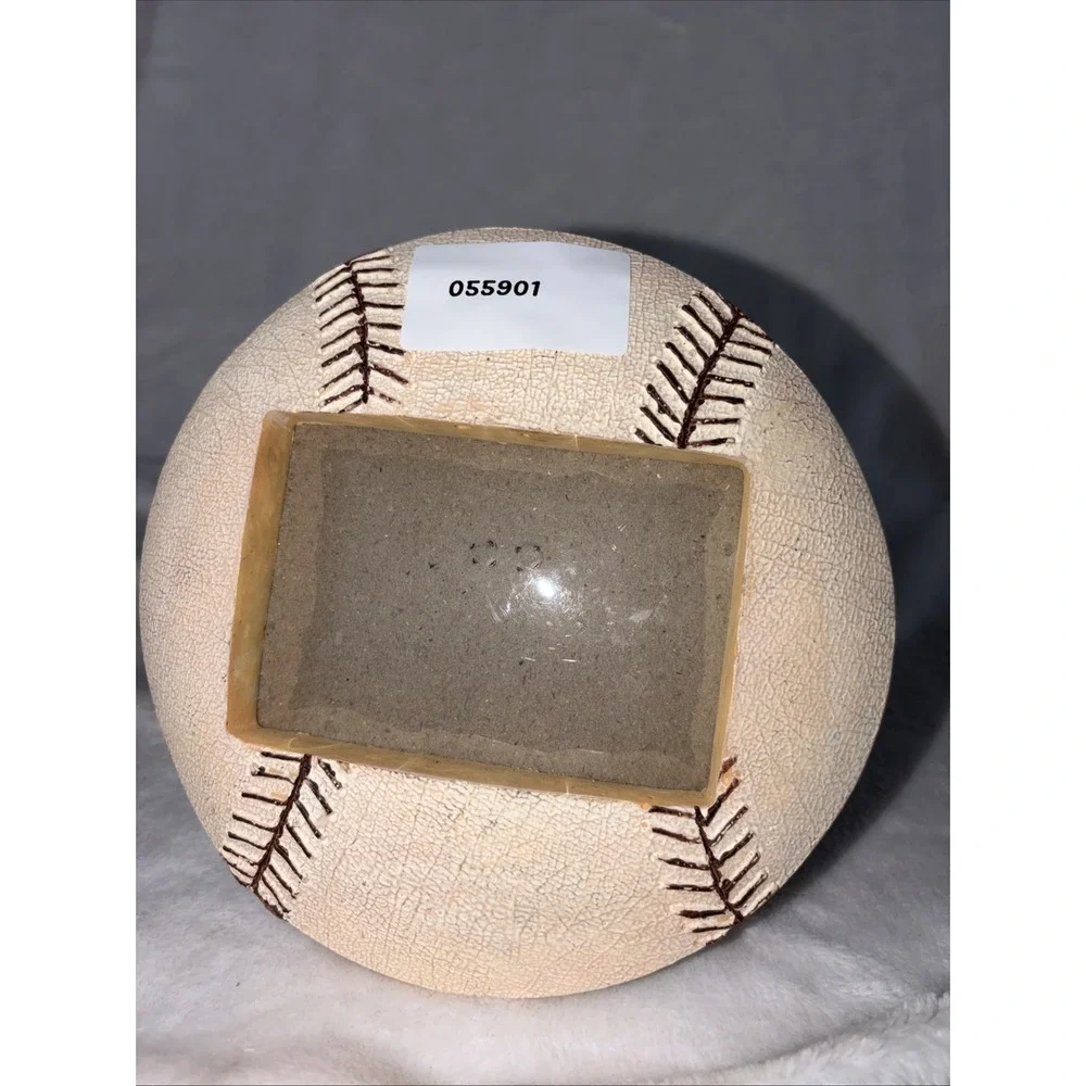 Vtg 3D Baseball Photo Frame Weathered Look‎ Red Laces Holds 3x3 Photo Easel Back